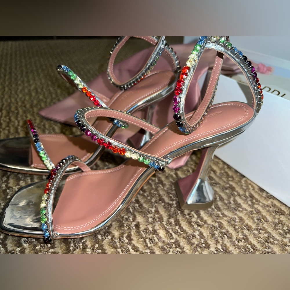 Amina Muaddi Rainbow Studded